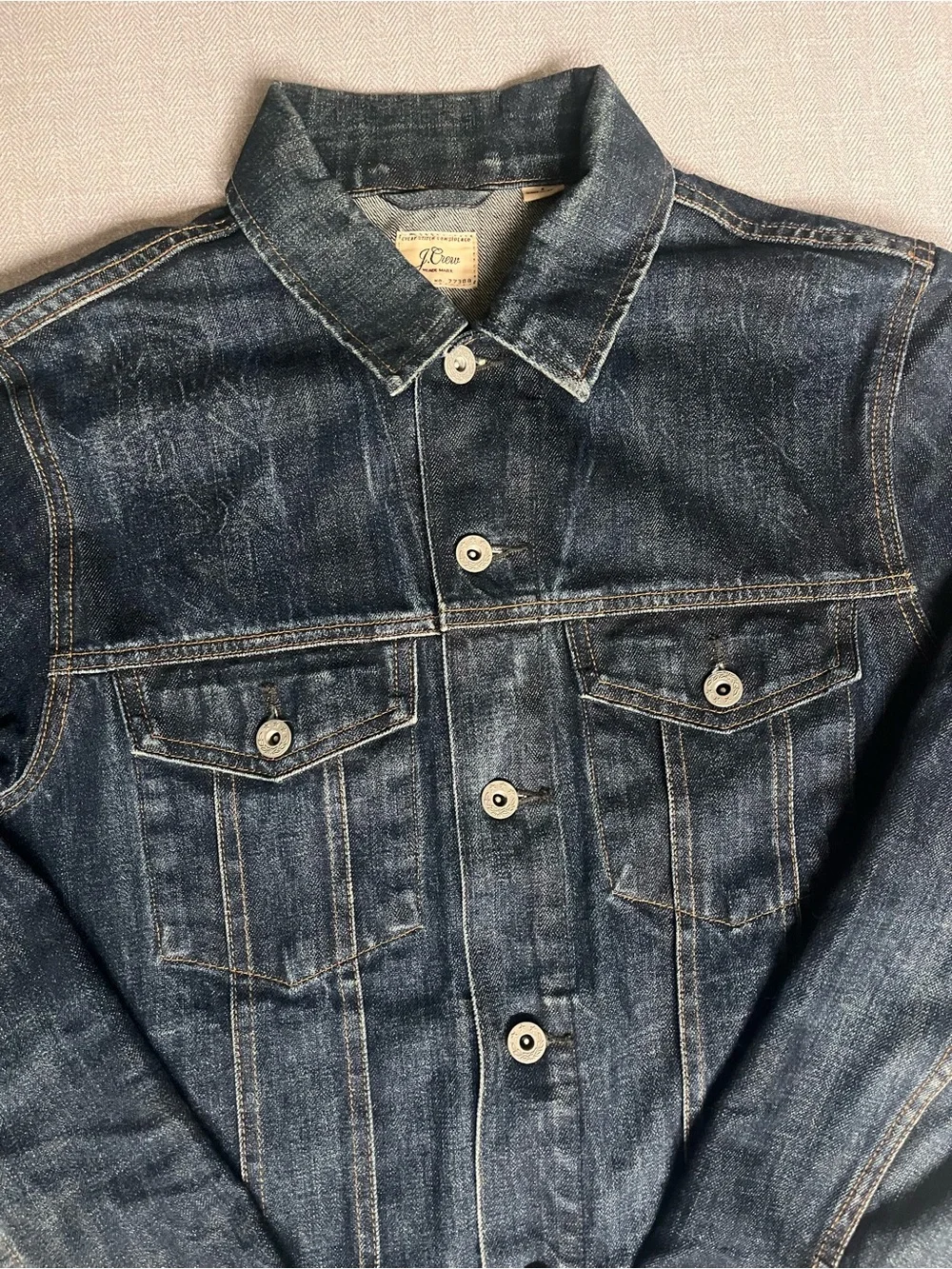 Men's Kaihara Japanese Denim Classic Trucker Jacket in Dark Indigo Wash